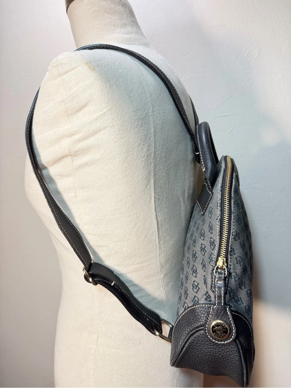 Dooney & Bourke Gray Monogram Backpack with Black Trim H087